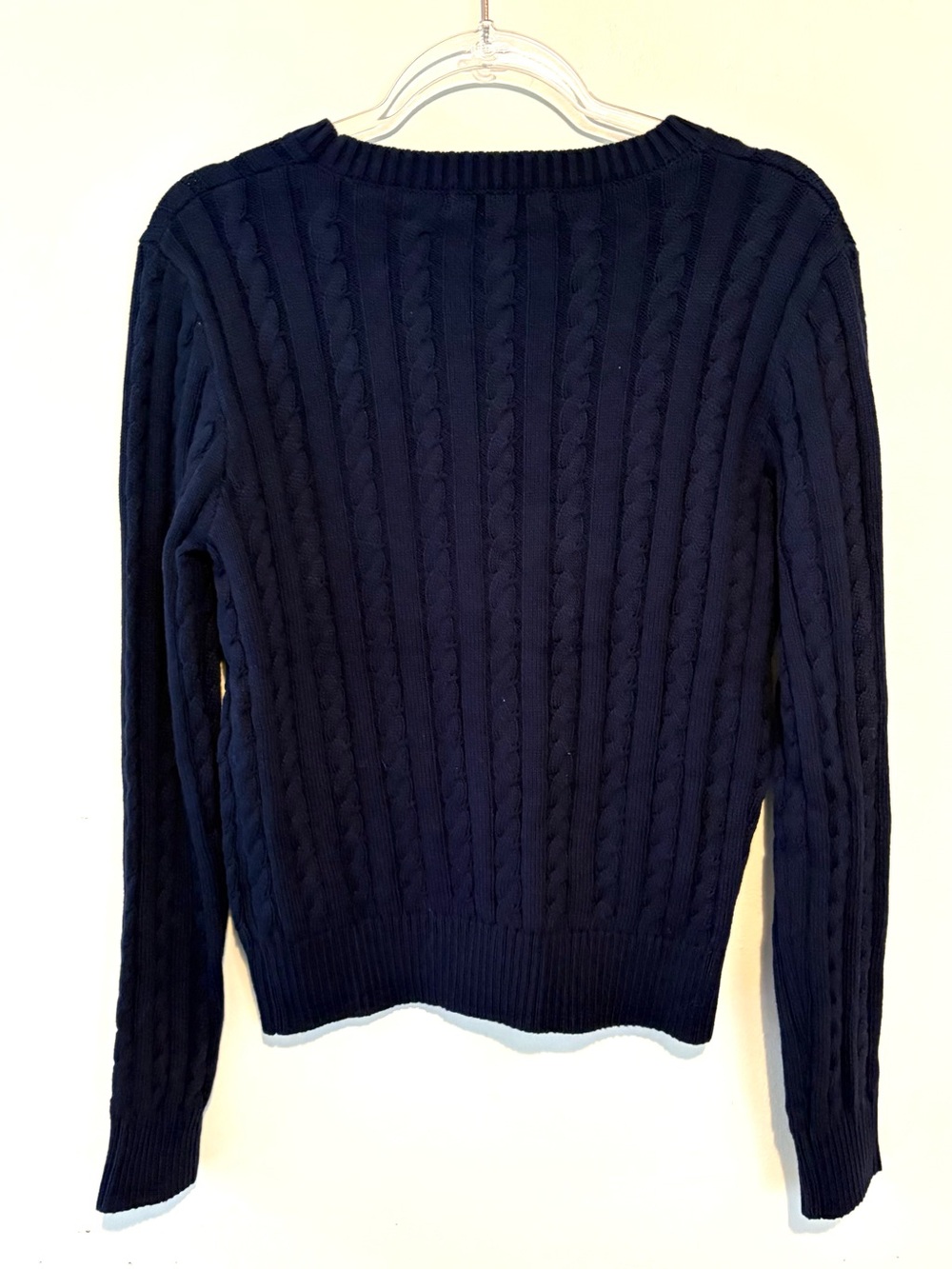 Kiel James Patrick lobster cable knit cotton sweater in navy - Picture 6 of 9